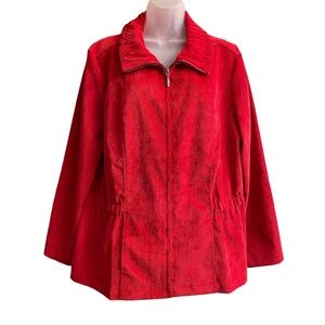 Christopher & Banks Women’s Lightweight Corduroy Jacket Zip Up Sz XL Colour Red